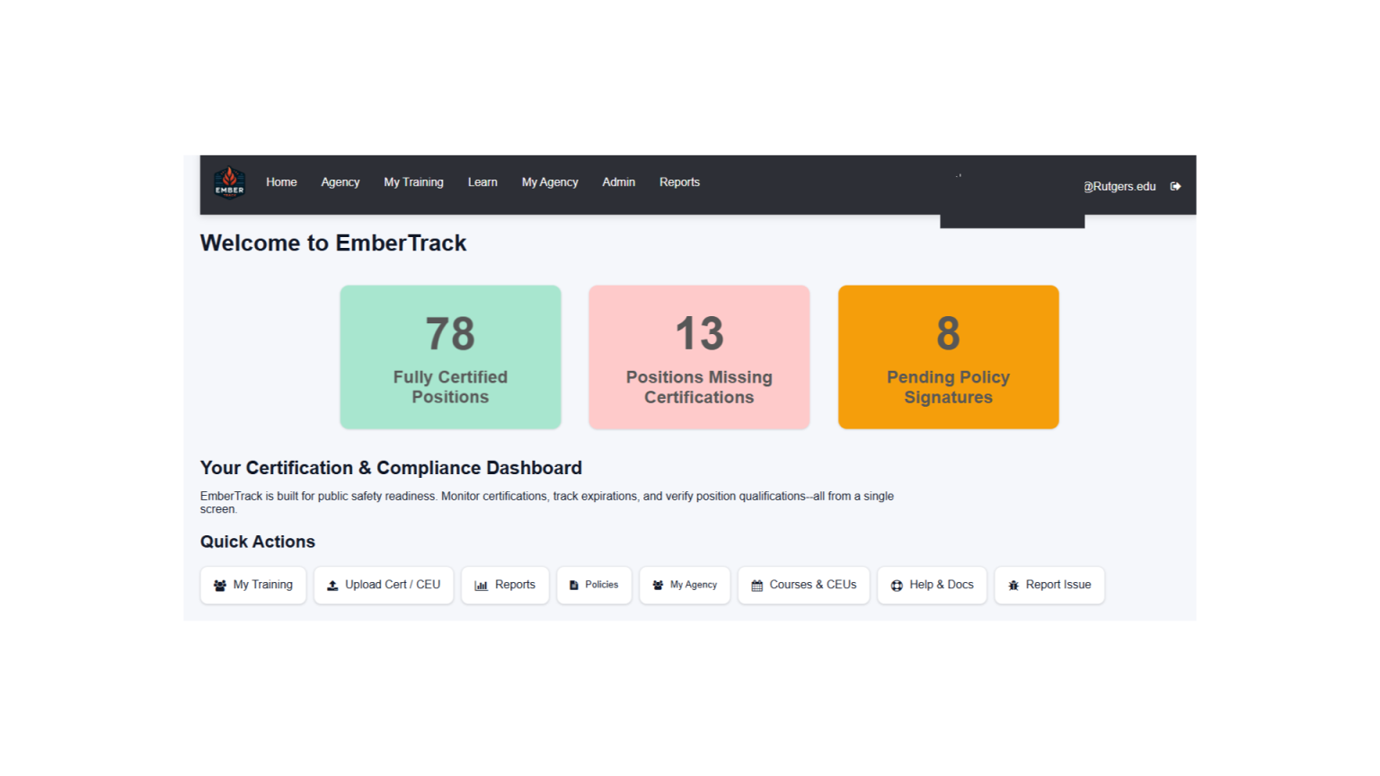 Ember Track agency compliance dashboard